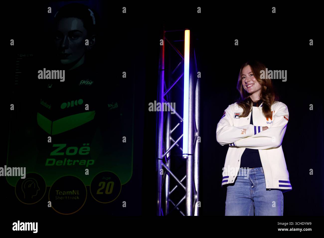 Zoë Deltrap während der niederländischen Kurzstrecke TeamNL Präsentation vor der Presse in Fort IJmuiden am 1. September 2025 in IJmuiden, Niederlande. (Quelle: Broer van den Boom/MTB-Photo/Alamy Live News) Stockfoto