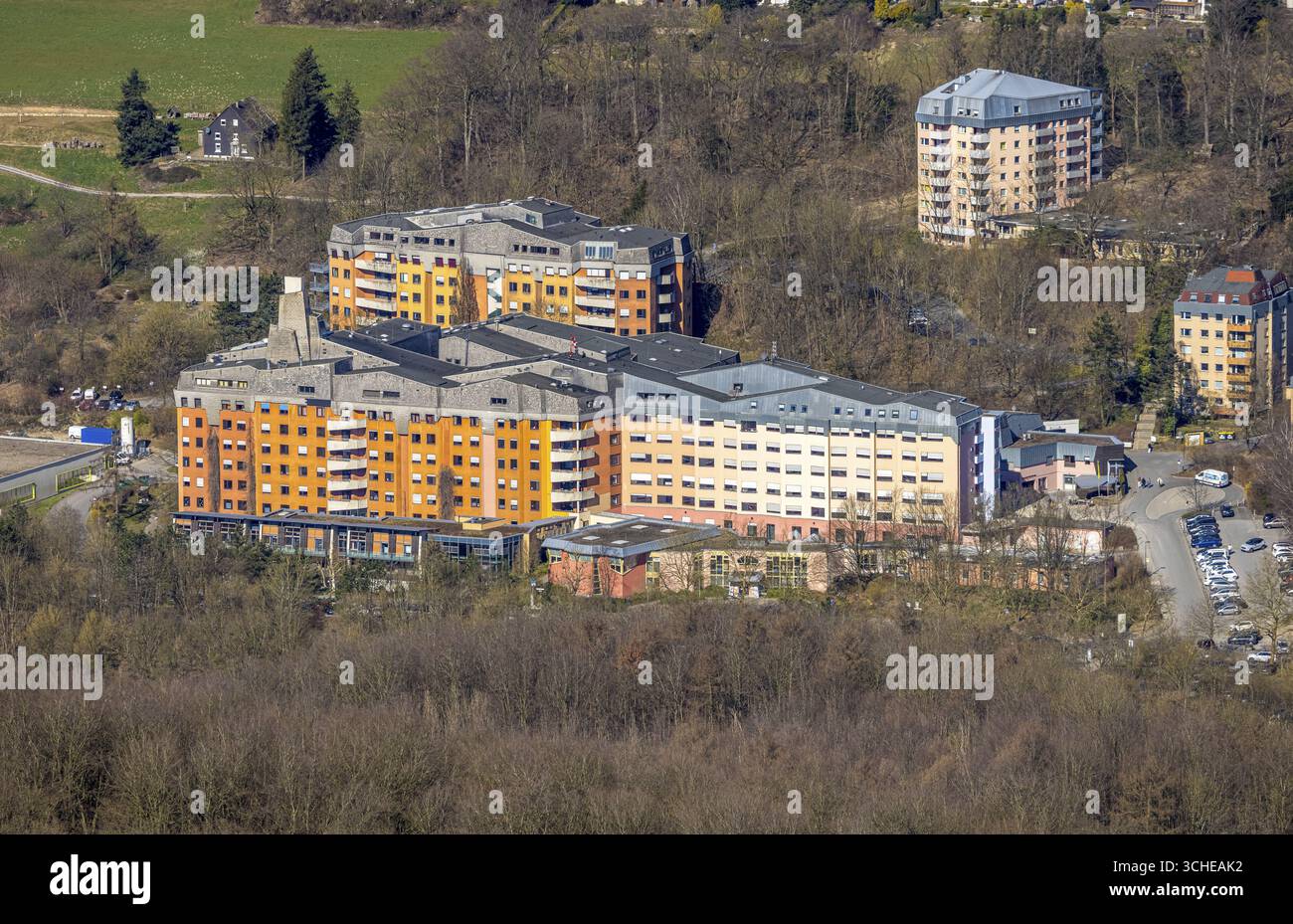 Luftbild, Gemeinschaftskrankenhaus Herdecke gGmbH, Westende, Herdecke, Ruhrgebiet, Nordrhein-Westfalen, Deutschland, DE, Europa, Gesundheitswesen, hospita Stockfoto