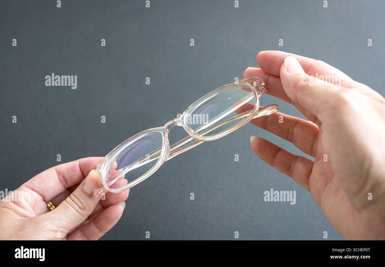 Frau mit Brille. Nahansicht. Stockfoto