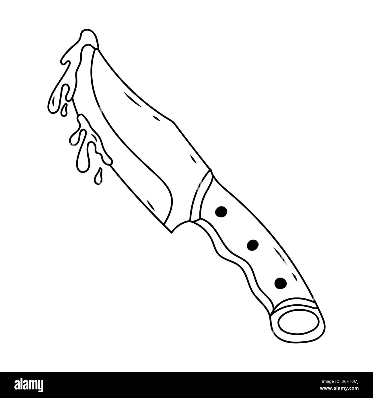 Halloween-Metzgermesser mit Blut im Doodle-Stil Stock Vektor
