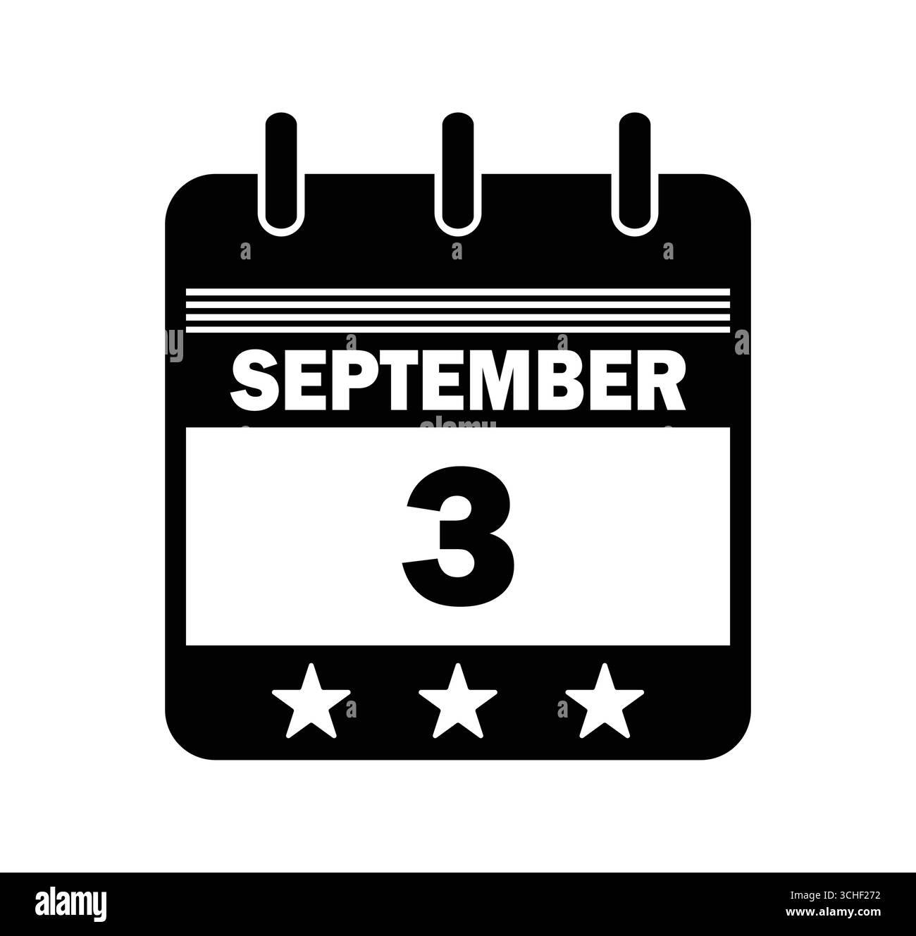Symbol Für Kalenderdatum Am 3. September. Vektorabbildung Stock Vektor