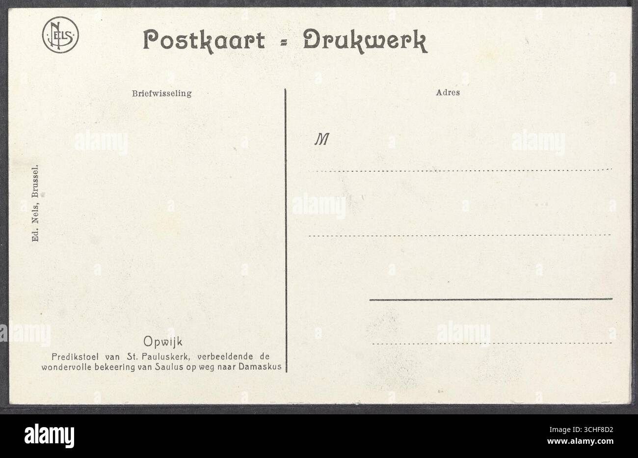 Opwijk. Predikstoel van St. Pauluskerk, verbeeldende de wonderful Bekeering van Saulus op weg naar Damaskus, Stockfoto