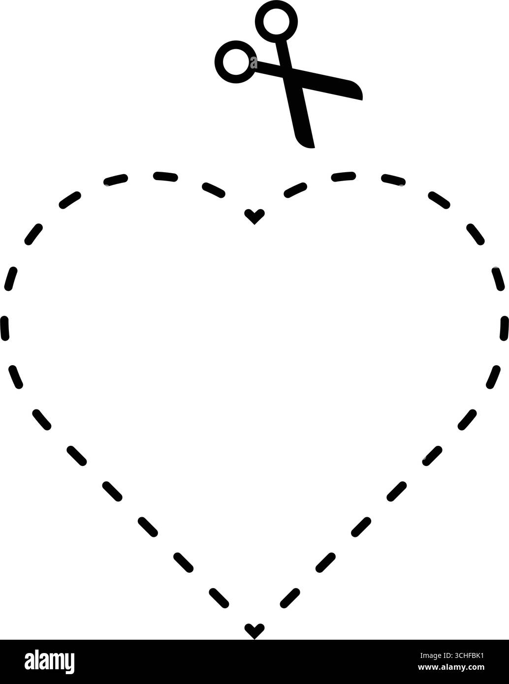 Schneidendes herzförmiges Arbeitsblattelement für Vorschule und Kindergarten Stock Vektor