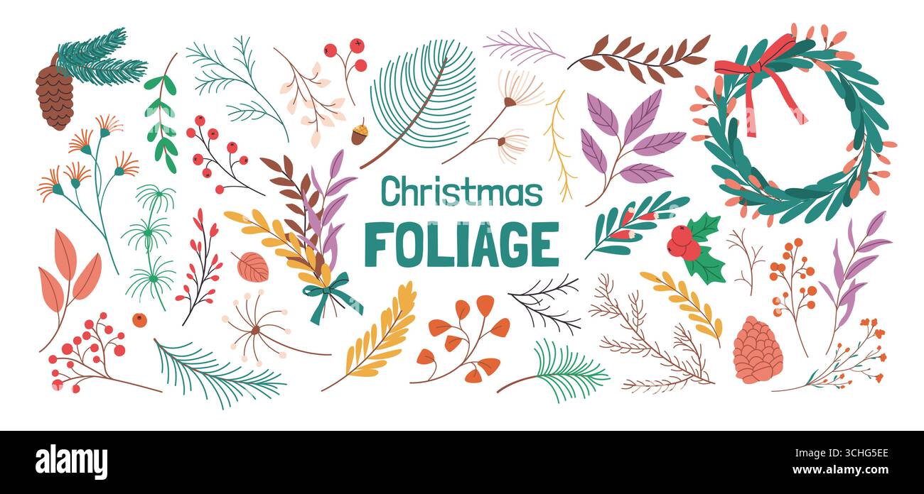 Sammlung gemütlicher Weihnachts- und Winterlaube. Stock Vektor