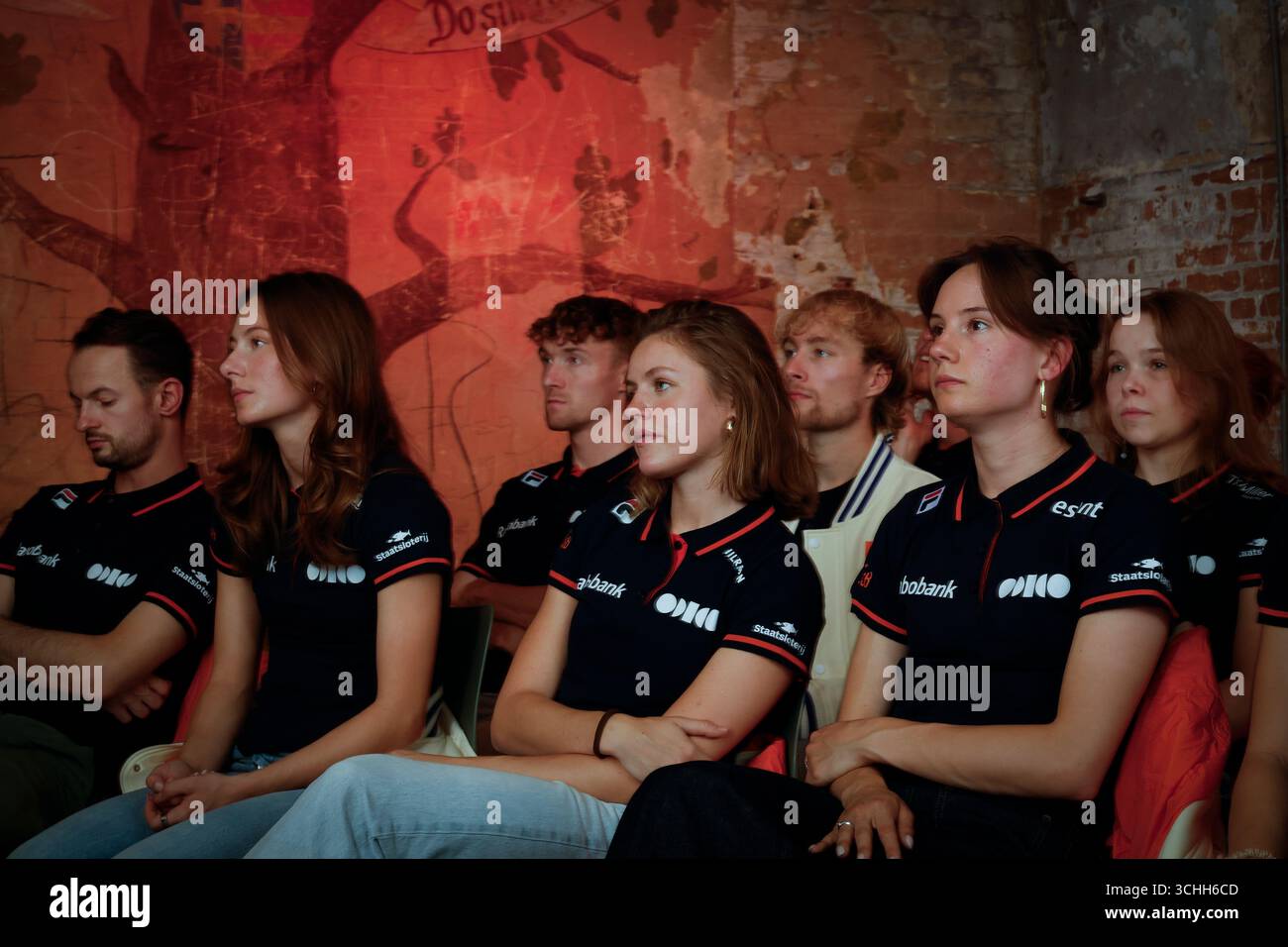 Shorttrack Team of the Netherlands während der niederländischen Kurzstreckenvorführung vor der Presse in Fort IJmuiden am 1. September 2025 in IJmuiden, Niederlande. (Quelle: Broer van den Boom/MTB-Photo/Alamy Live News) Stockfoto
