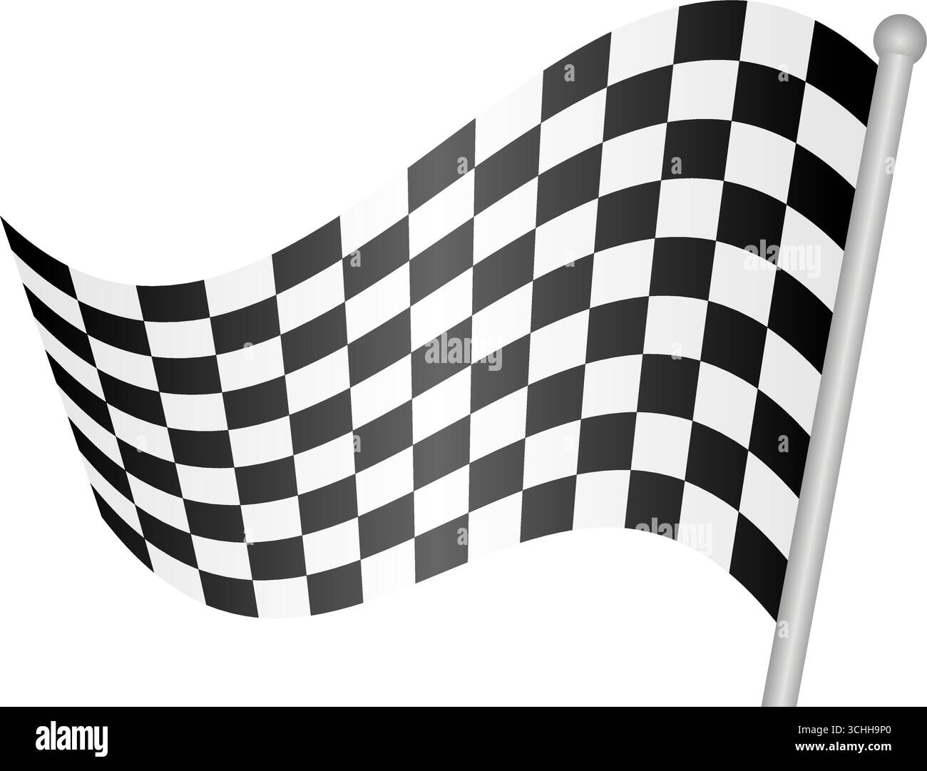 Rennflagge. Markierung wird beendet. Checkered-Flag. Schwarz-weiß karierte Flagge. Vektorabbildung. Stock Vektor