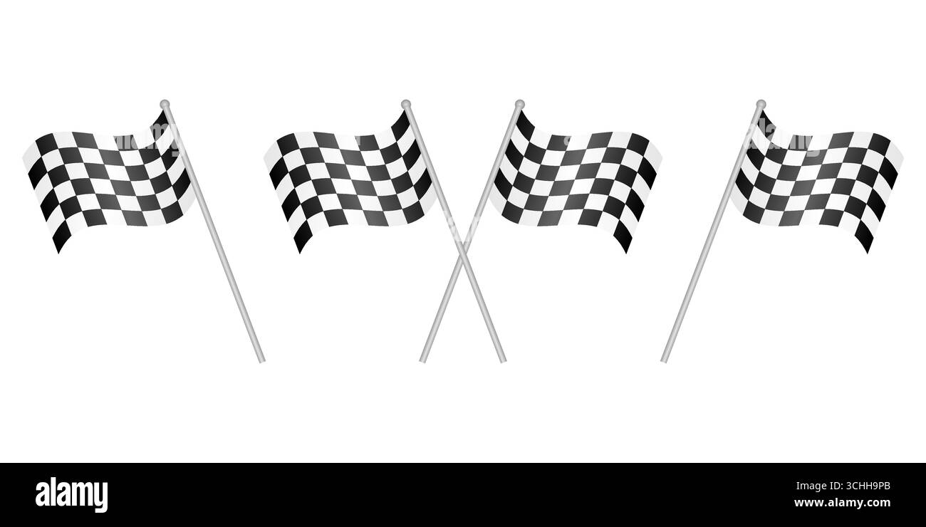 Rennflagge. Markierung wird beendet. Checkered-Flag. Schwarz-weiß karierte Flagge. Vektorabbildung. Stock Vektor
