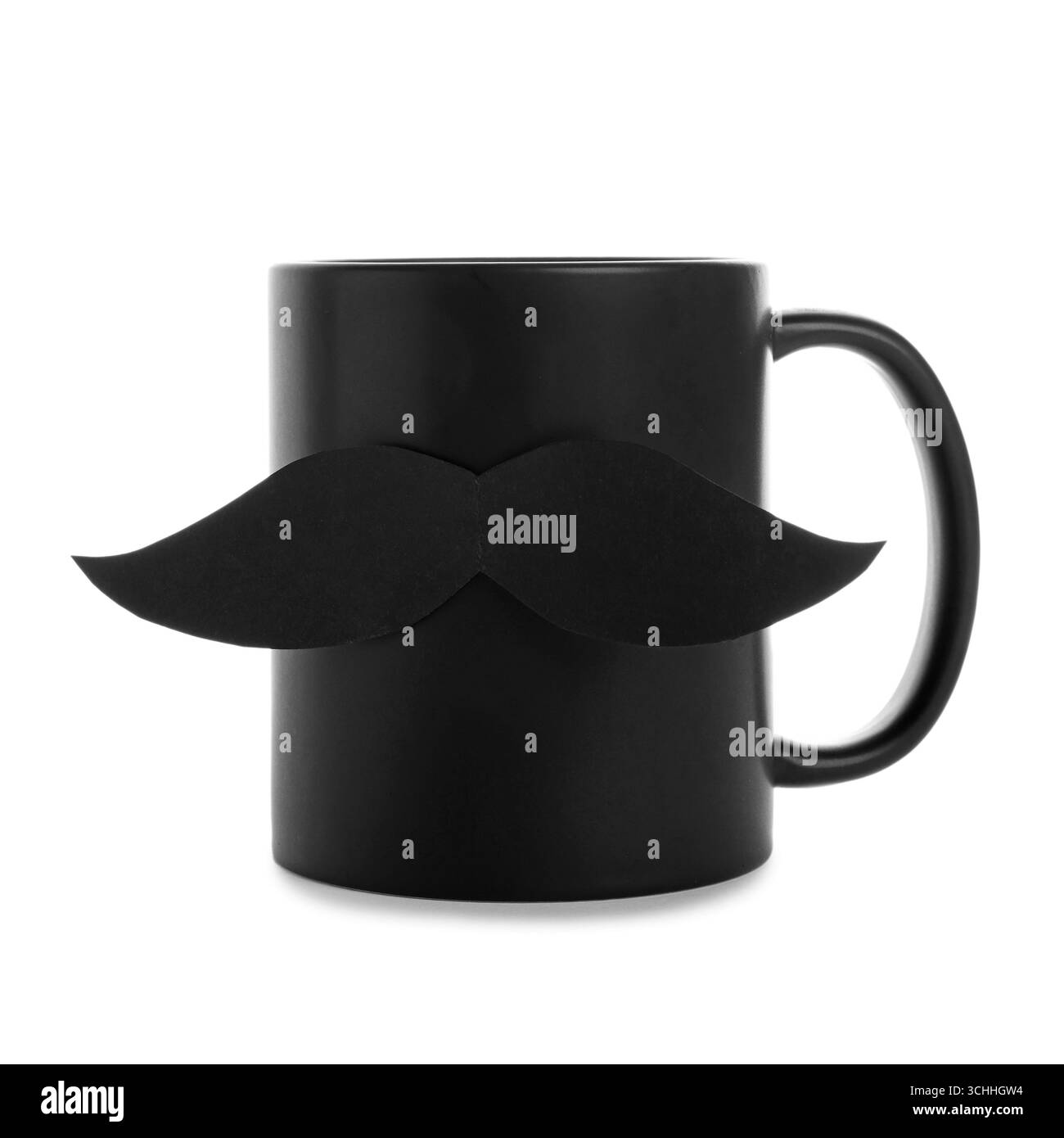 Alles Gute zum Vatertag. Tasse mit Schnurrbart isoliert auf weiß Stockfoto