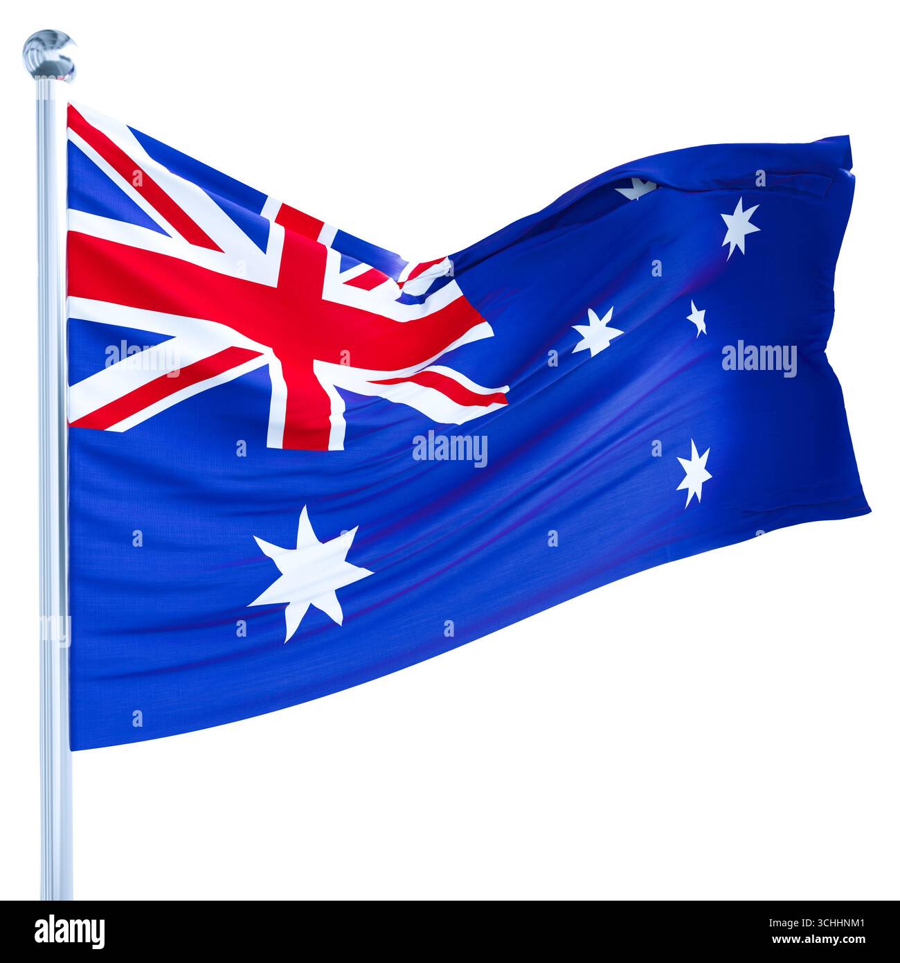 3D australische Flagge mit transparentem Hintergrund Stockfoto