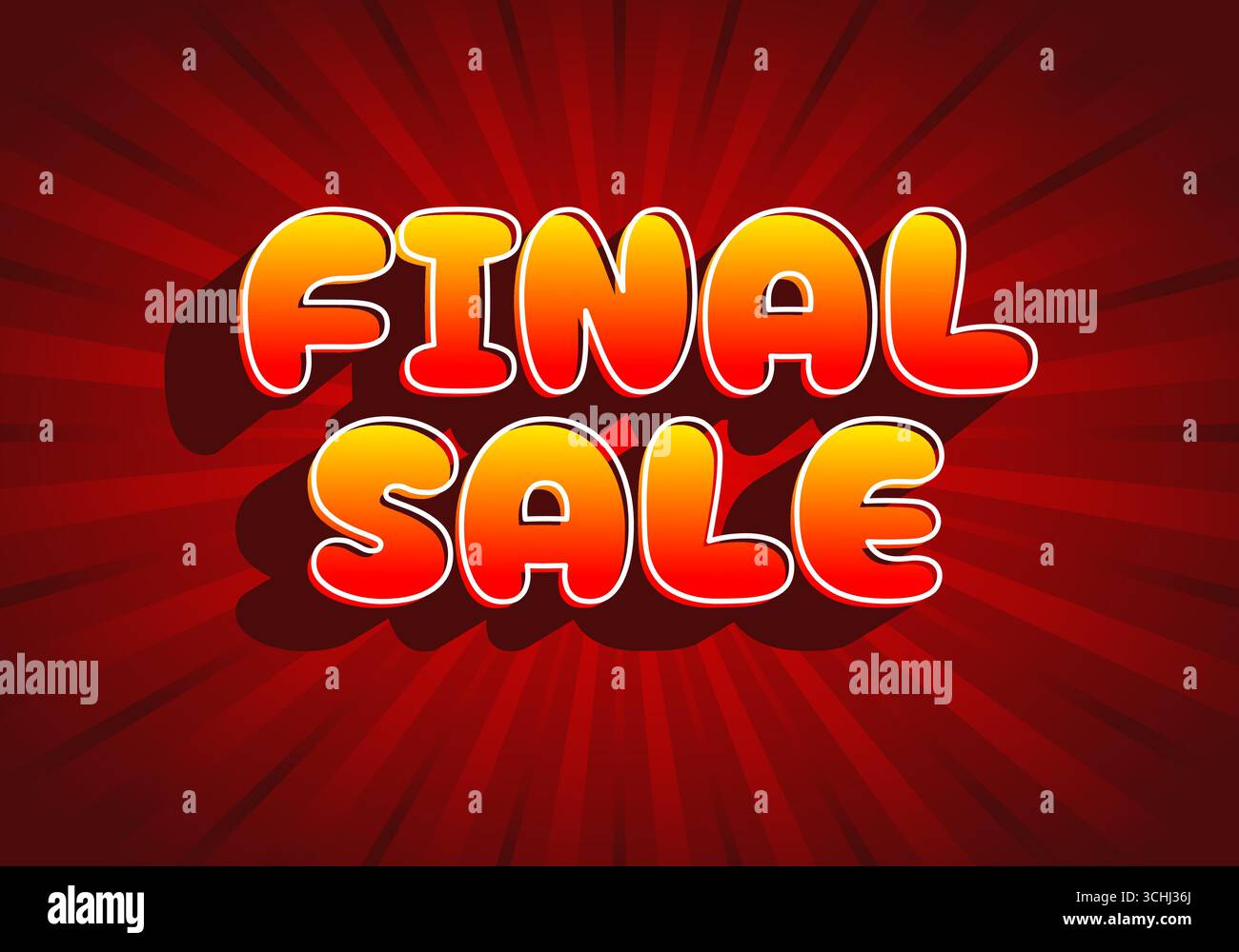 Ein leuchtend rotes „Final Sale“-Schild mit kräftigen orangefarbenen gelben Buchstaben, glänzender Umrandung und radialem Hintergrund, das auf Dringlichkeit und Rabattanspruch hinweist. Stock Vektor Ein leuchtend rotes „Final Sale“-Schild mit kräftigen orangefarbenen gelben Buchstaben, glänzender Umrandung und radialem Hintergrund, das auf Dringlichkeit und Rabattanspruch hinweist. Stock Vektor