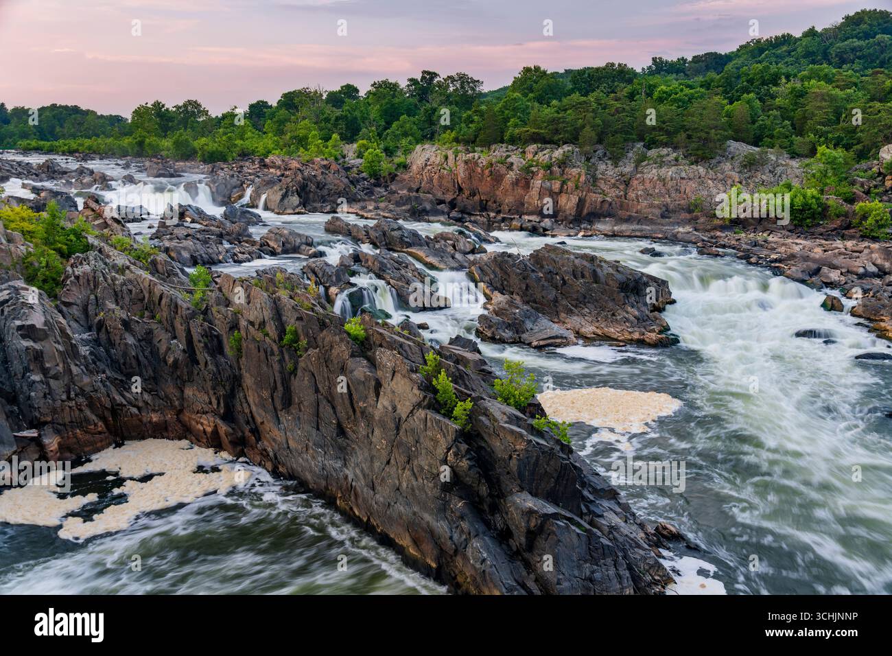 Rapids und Wasserfälle im Great Falls National Park, Virginia. Stockfoto