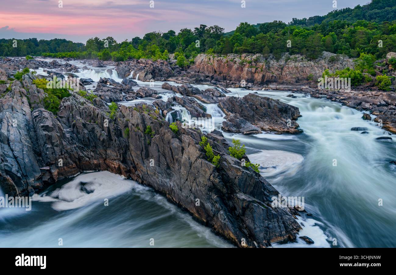 Rapids und Wasserfälle im Great Falls National Park, Virginia. Stockfoto