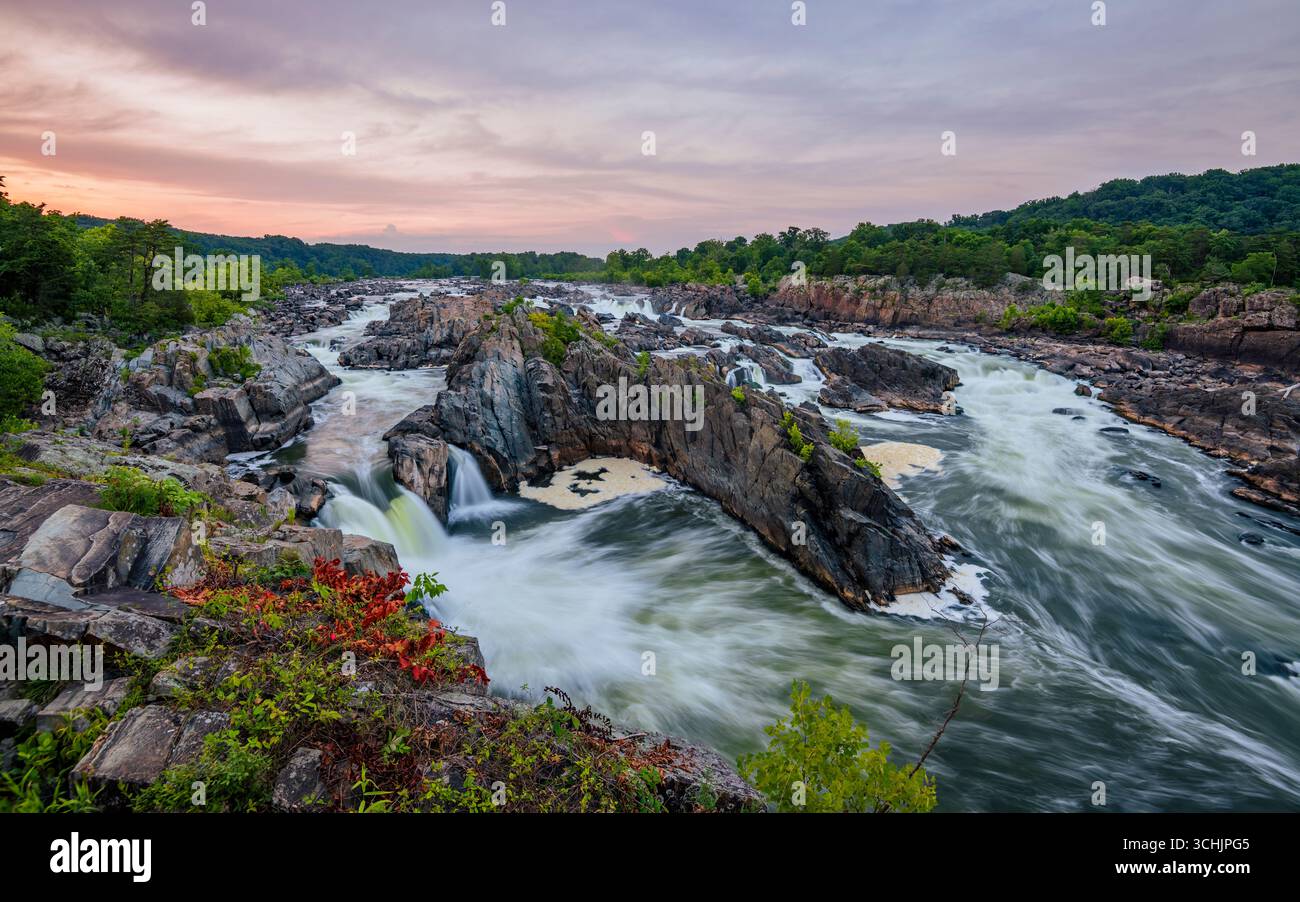 Rapids und Wasserfälle im Great Falls National Park, Virginia. Stockfoto