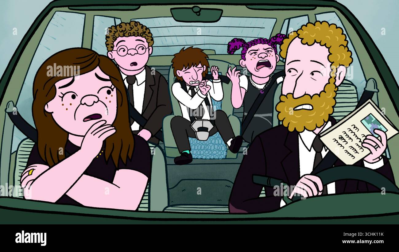 Lange Story-Kurzserie (2025) von Raphael Bob-Waksberg mit Ben Feldman, Abbi Jacobson, Paul Reiser und Max Greenfield in den Hauptrollen. Die gemeinsame Geschichte einer dysfunktionalen Familie, Witze und alte Wunden werden in dieser mehrjährigen Animationskomödie für Erwachsene erforscht. Werbung noch ab Staffel 1 NUR FÜR REDAKTIONELLE ZWECKE. Kredit: BFA/Netflix Stockfoto