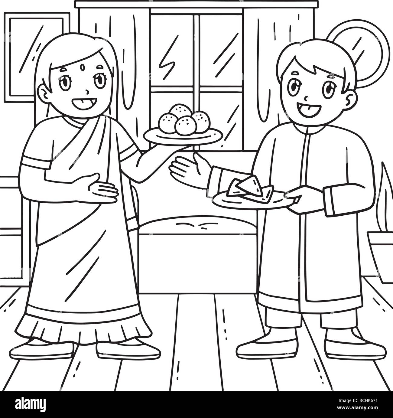 Raksha Bandhan Geschwister Tauschen Bonbons Farbe Aus Stock Vektor