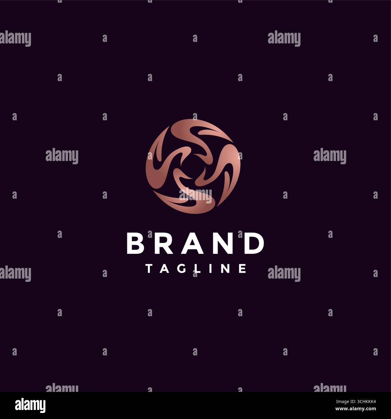 Vier Elegante Schwäne Mit Rundem Logo. Vier Minimalistische Schwäne, Die Sich Drehend Drehen. Stock Vektor