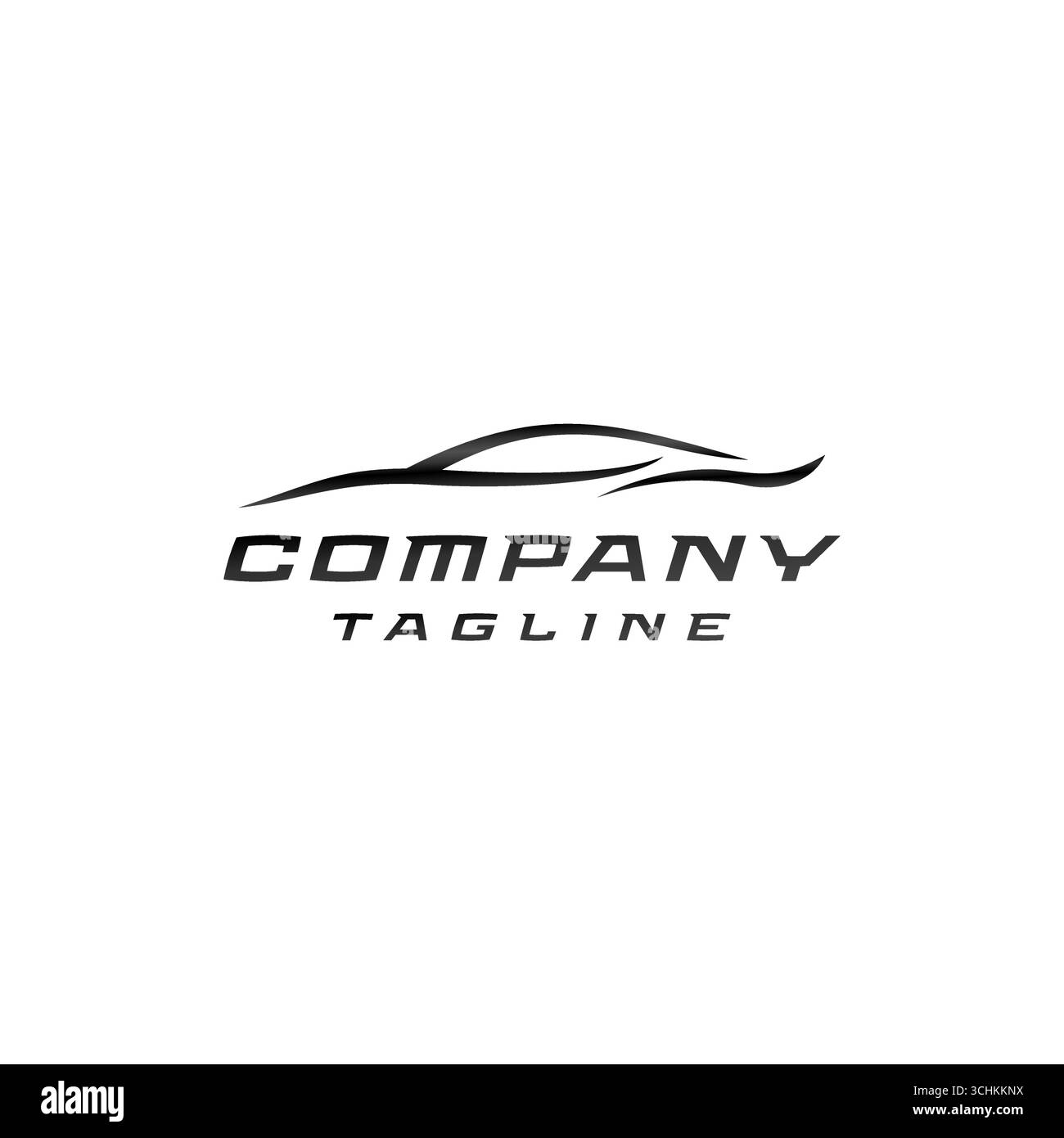 Schwarzes Silhouette Line-Logo Für Rennwagen. Design Des Fast Racing Car Curved Lines. Stock Vektor