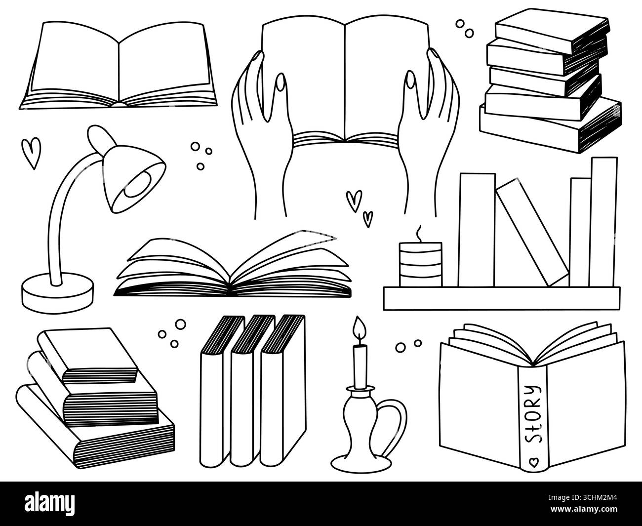 Handgezeichnetes Bücherset Stock Vektor