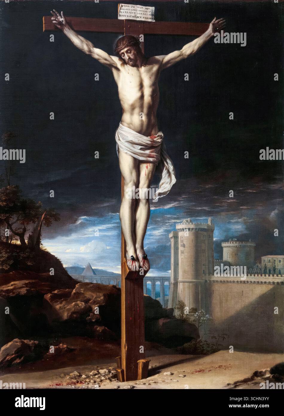 Philippe de Champaigne, der tote Christus am Kreuz, Ölgemälde auf Leinwand, 1654 Stockfoto