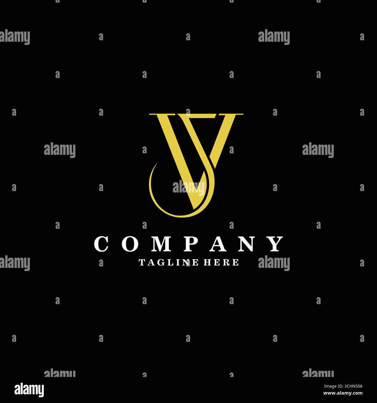 Logo mit VJ- oder JV-Schriftzug. Klassischer Stil mit luxuriösen Initialen im Monogramm. Stock Vektor