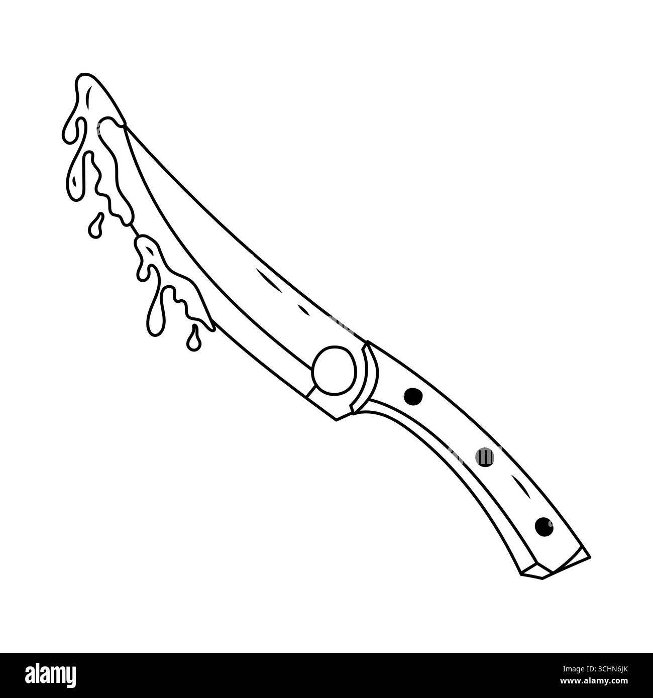 Halloween-Metzgermesser mit Blut im Doodle-Stil Stock Vektor