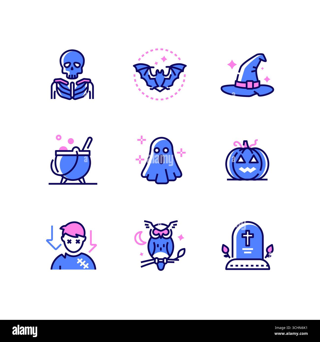 Halloween Symbole - moderne Linie Design Stil Symbole gesetzt Stock Vektor