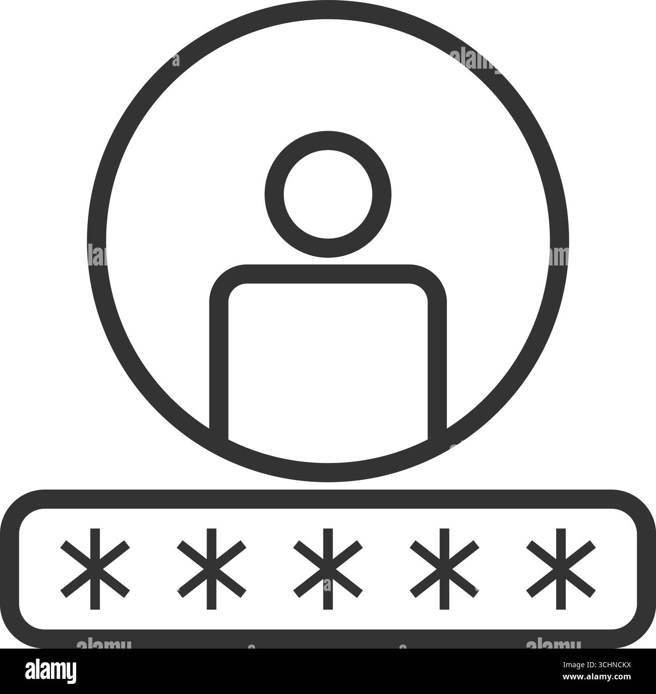 Symbol für Benutzeranmeldung – Profilsymbol mit Kennwortfeld für sicheren Zugriff und Authentifizierung. Vektorabbildung Stock Vektor