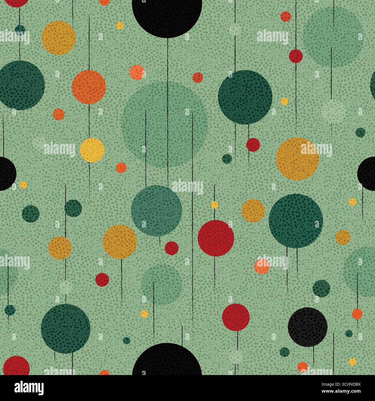 Geometrische Retro-Kreise, nahtloses Muster mit gepunkteter Textur Stock Vektor