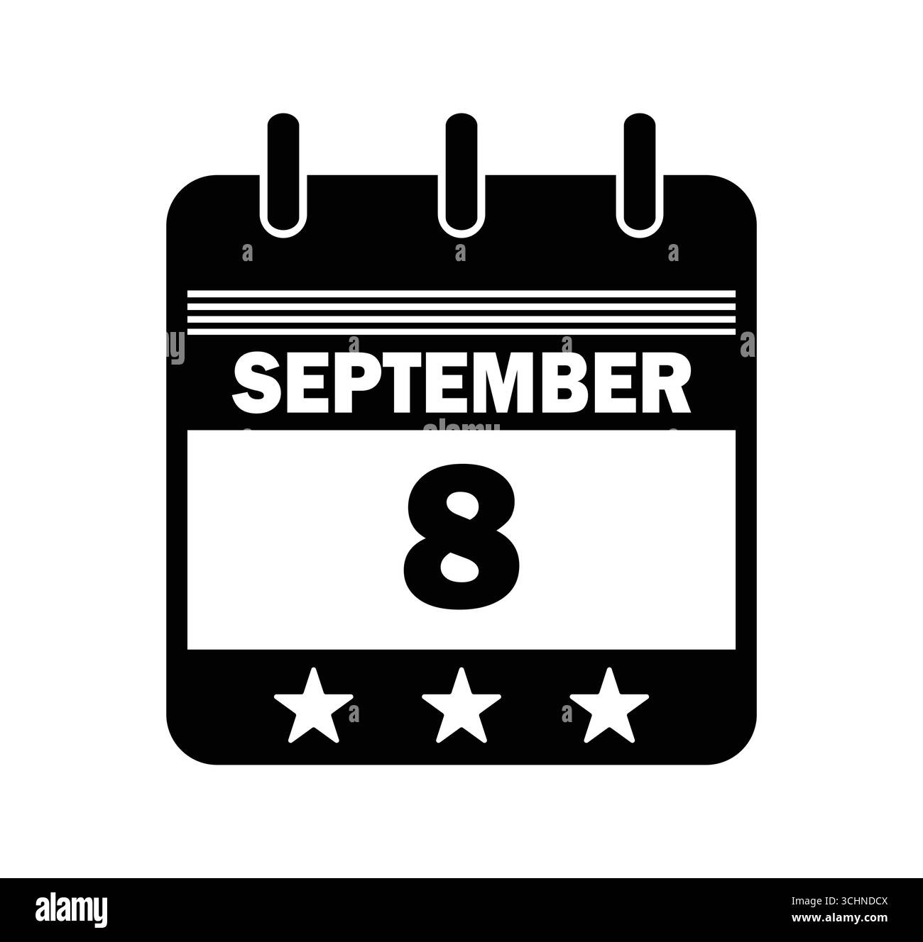 Symbol Für Kalenderdatum 8. September. Vektorabbildung Stock Vektor