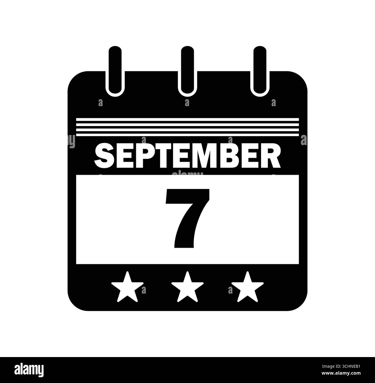 Symbol Für Kalenderdatum Am 7. September. Vektorabbildung Stock Vektor