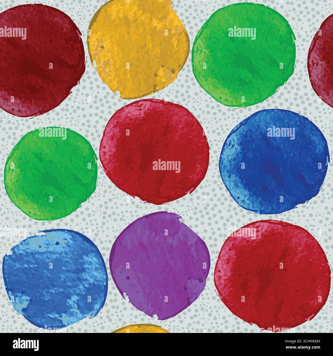 Bunte Aquarellpunkte, Nahtlos Handgemaltes Kreismuster Stock Vektor