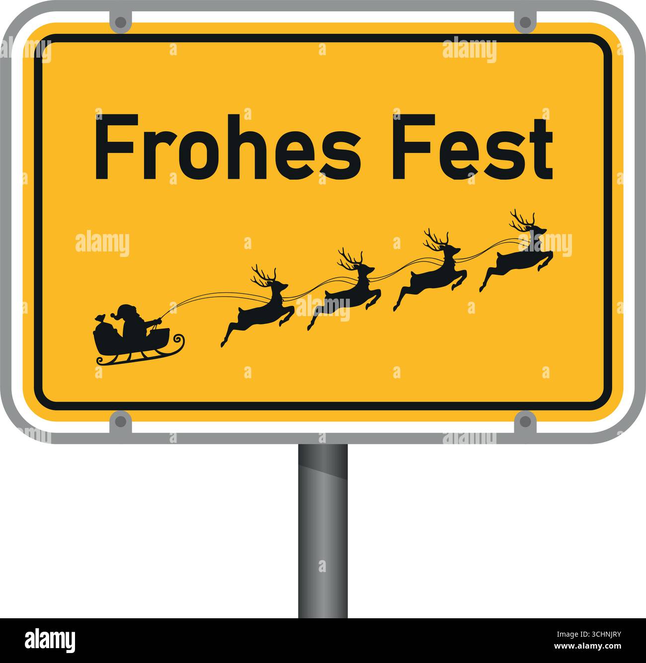 Gelbes Verkehrsschild mit deutschem Text Happy Holidays isolierte Vektorillustration Stock Vektor