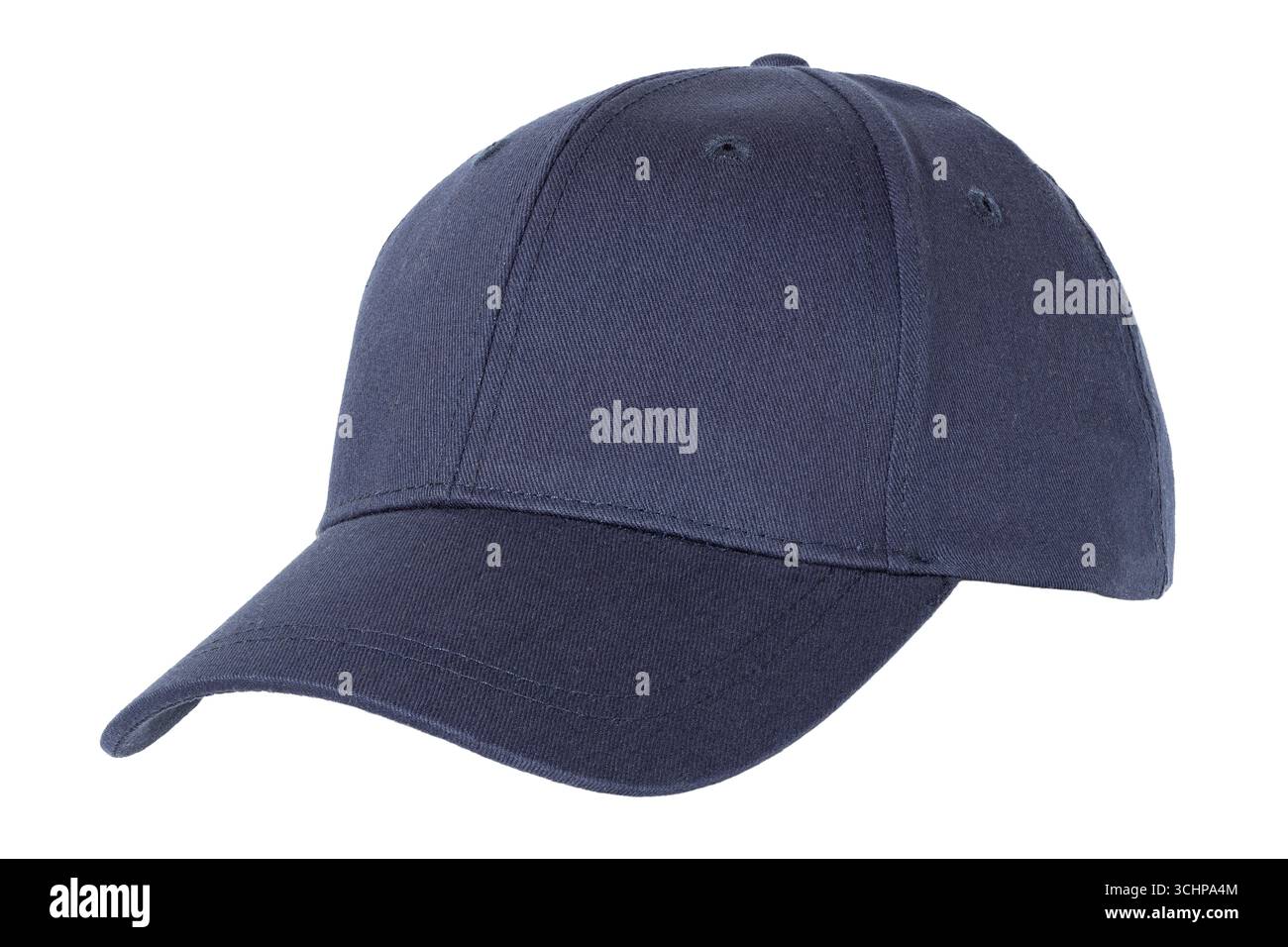 Blaue Navy Baseballmütze isoliert auf weißem Hintergrund. Vorlagenmodell Stockfoto