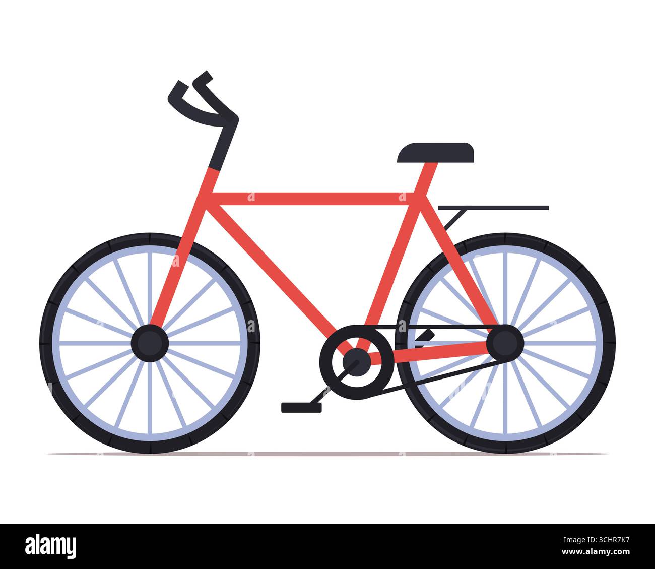 Ein rotes Motorrad. Fahrzeug für Transport oder Lieferung. Fahrrad auf weißem Hintergrund. Umweltfreundliches städtisches Mobilitätskonzept. Vektor nicht AI generiert Stockfoto