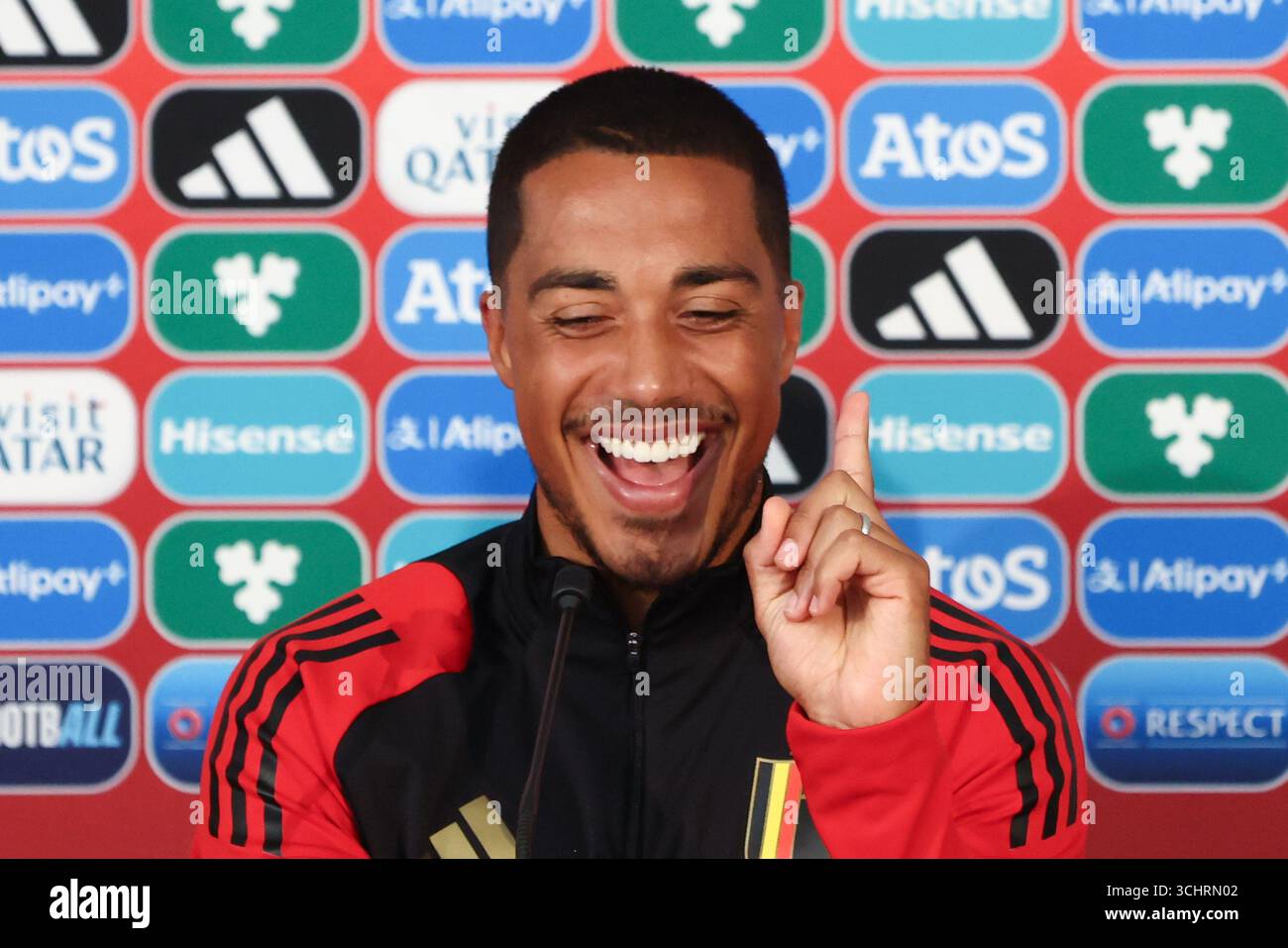 Vaduz, Liechtenstein. September 2025. Der belgische Youri Tielemans wurde während einer Pressekonferenz der belgischen Fußballnationalmannschaft der Roten Teufel am Mittwoch, den 3. September 2025, in Vaduz, Liechtenstein, vorgestellt. Das Team bereitet sich auf die WM-Qualifikation morgen gegen Liechtenstein vor. BELGA FOTO BRUNO FAHY Credit: Belga News Agency/Alamy Live News Stockfoto