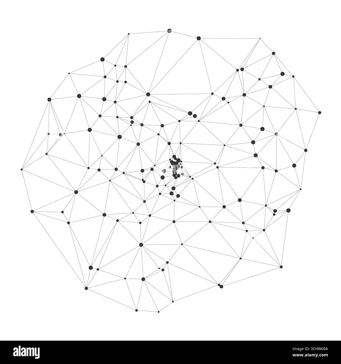 Geometrisches Netzwerk von verbundenen Punkten, die Gehirnzellen, neuronale Pfade oder Konzepte der künstlichen Intelligenz darstellen, ideal für die Vektorillustration von Wissenschaft, Technologie oder Datenhintergründen Stock Vektor