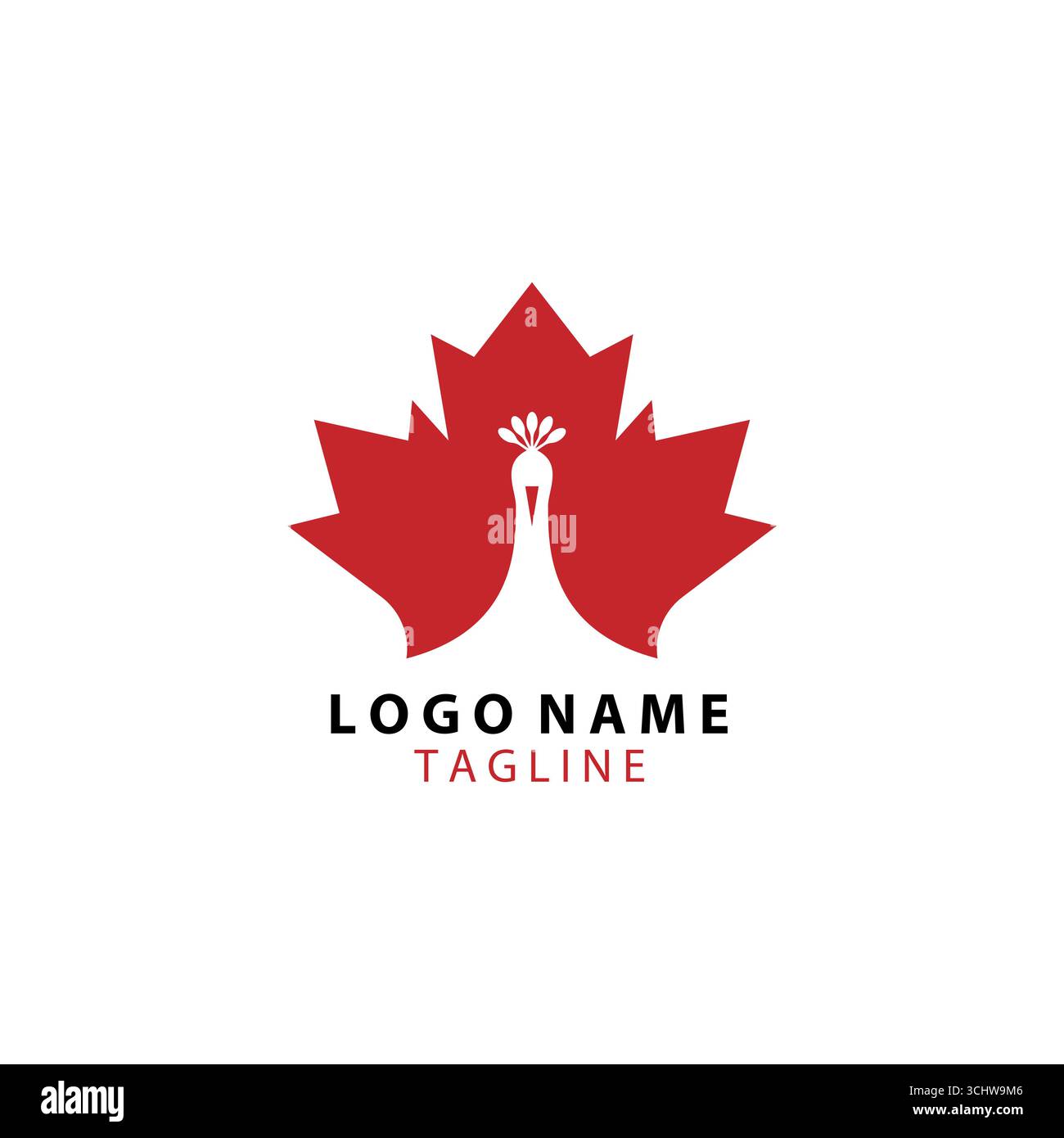 Ahornblatt mit Pfau-Logo Symbol Vektor Symbol Illustration Grafik-Design Stock Vektor