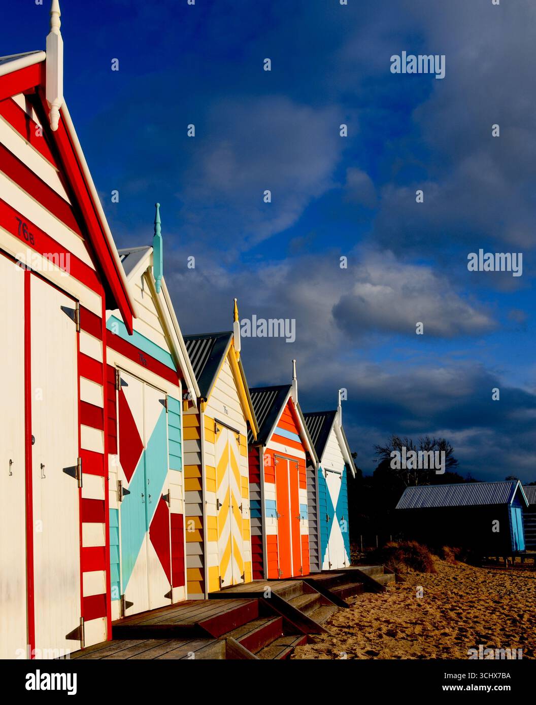 Der Strand in Brighton, Victoria, Australien, stürmt sich in den Sturm Stockfoto