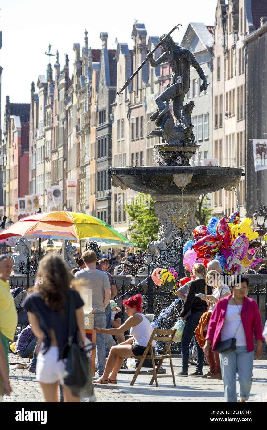 Neptunbrunnen in Danzig, GdaAsk, Danzig, Ostseeküste, Ostsee, pomorskie, Woiwodschaft Pommern, Polen, Danzig, PL, Europa, Luftbild Stockfoto