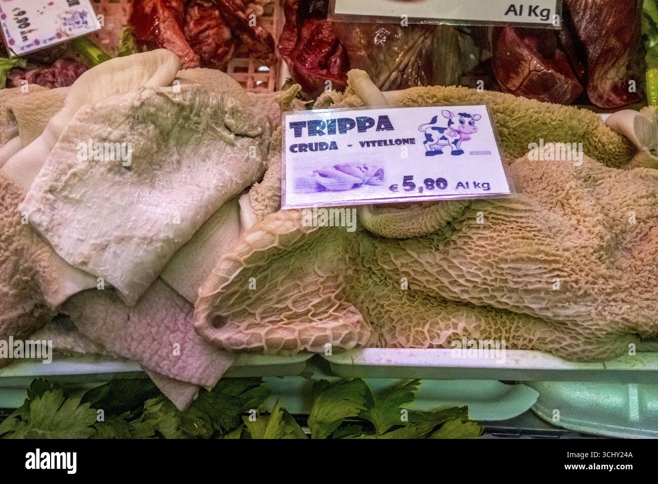 Sardinien, Lebensmittelmarkt, Fleischprodukte, Cagliari, Europa, metropolstadt Cagliari, Italien, Architektur, Delikatessen, Einkaufsmöglichkeiten, Einkaufsstand, ich Stockfoto