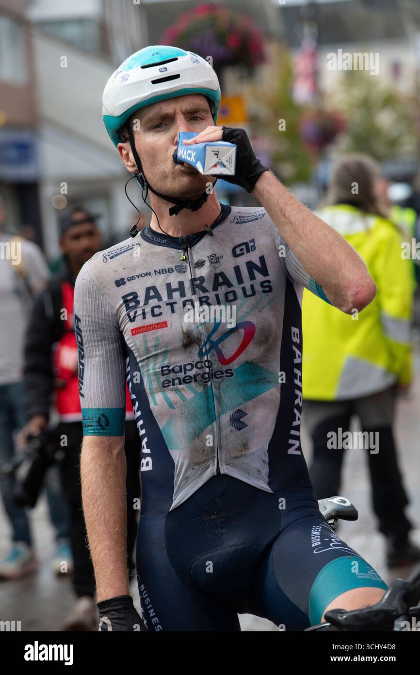 Stowmarket Suffolk, UK 3. September 2025, Fred Wright aus Bahrain siegte nach der zweiten Etappe der Tour of Britain. Allan Stone Credit: Vue Studios/Alamy Live News Stockfoto
