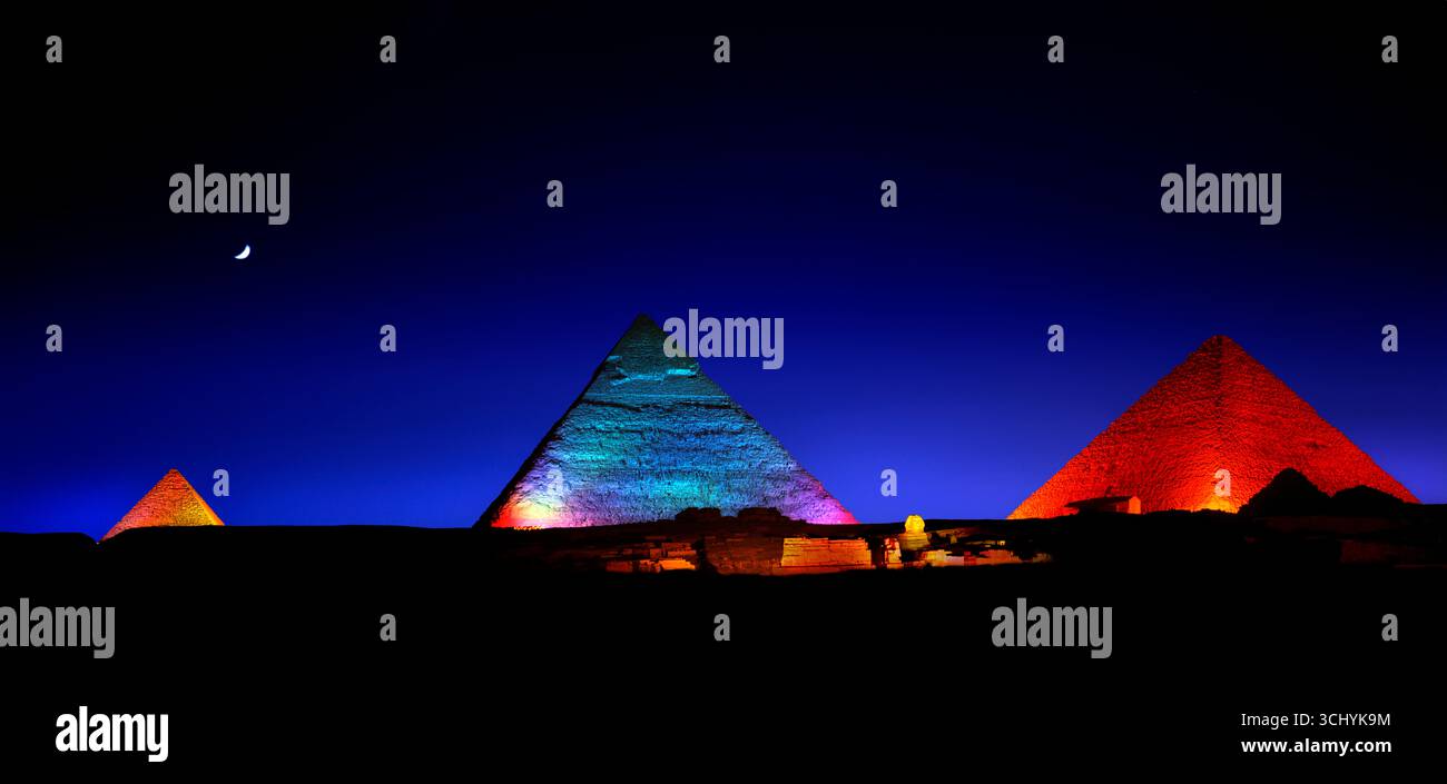 Pyramiden von Gizeh, Kairo, Ägypten Stockfoto