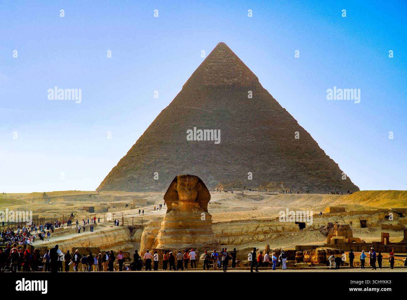 Pyramide von Khafre und die große Sphinx, Kairo, Ägypten Stockfoto
