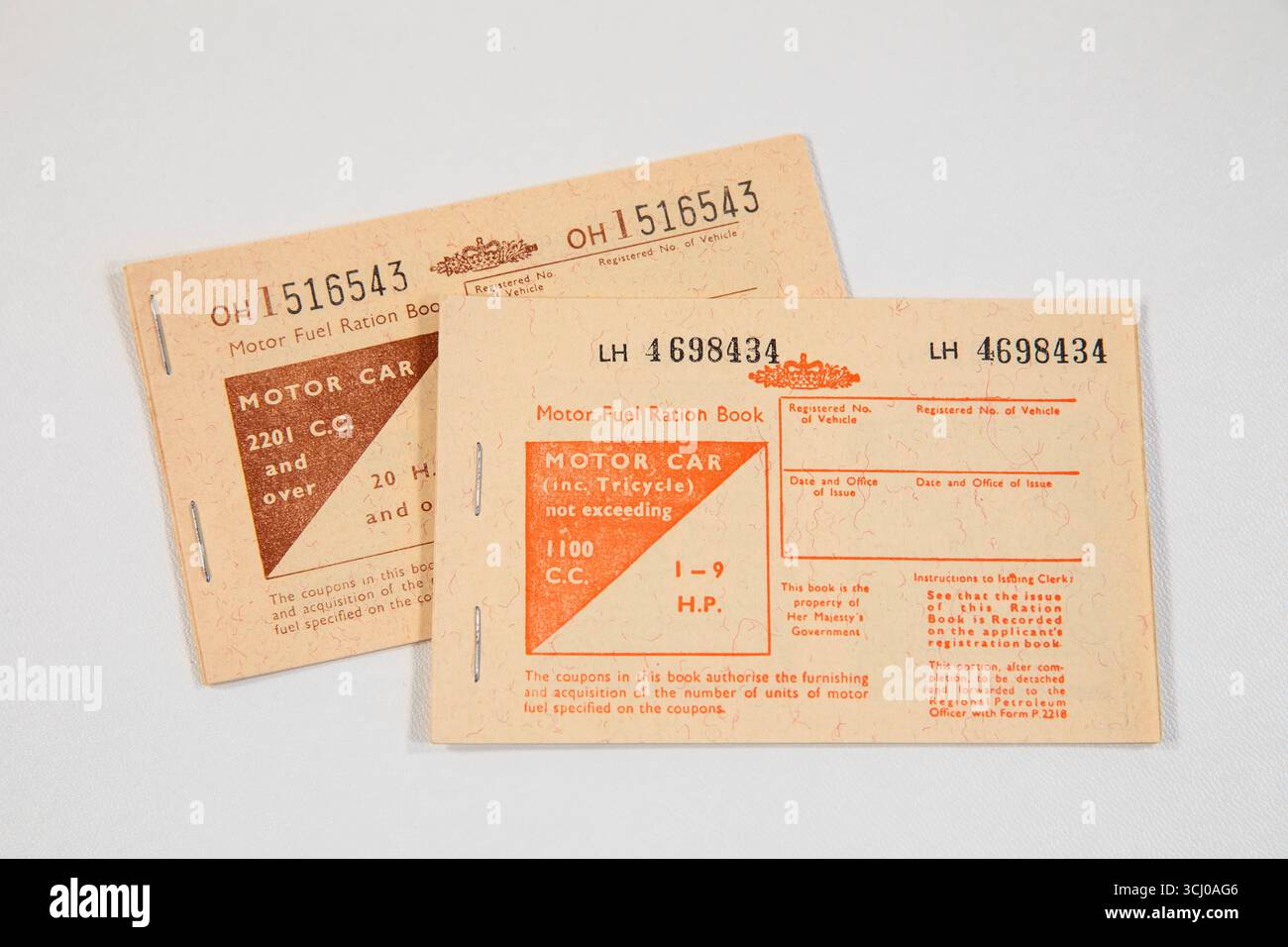 Kraftstoffkrise der 1970er Jahre, Bücher über Benzinration der britischen Regierung, veröffentlicht 1973, aber nie verwendet Stockfoto