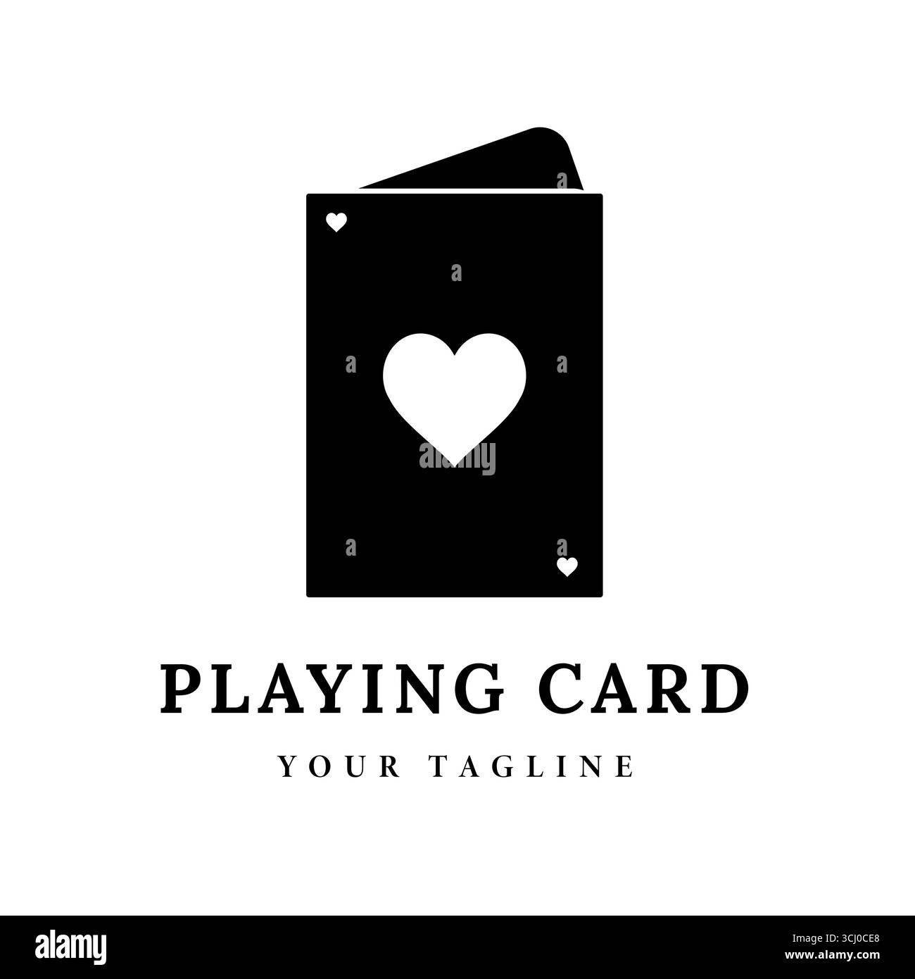 Spielkarten-Logo-Design mit Herzsymbol für Casino, Poker und Gambling Branding Stock Vektor