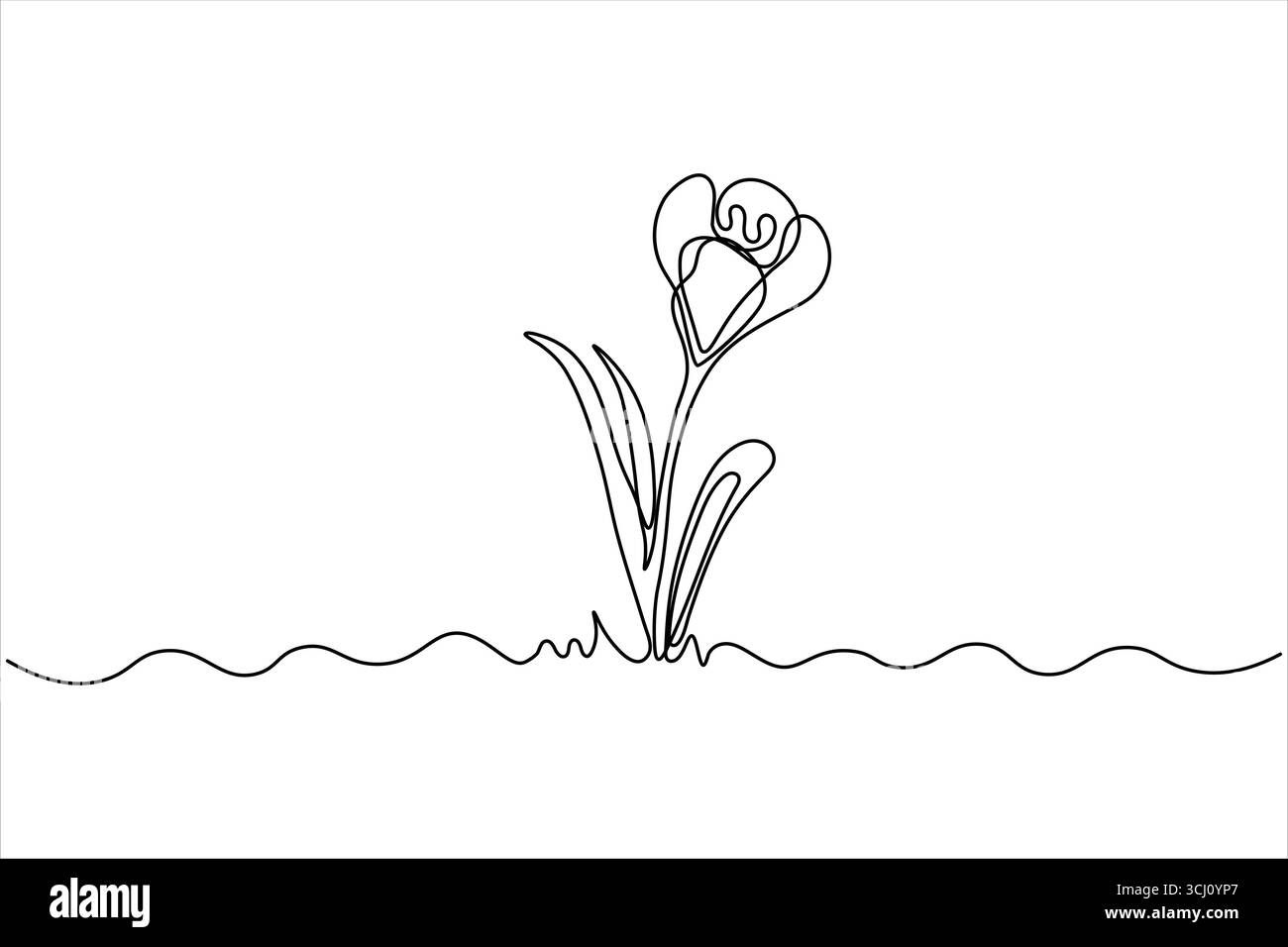 Einfaches Gras und Blumen eine Linie Kunst minimalen Umriss Vektor Design Stock Vektor Einfaches Gras und Blumen eine Linie Kunst minimalen Umriss Vektor Design Stock Vektor