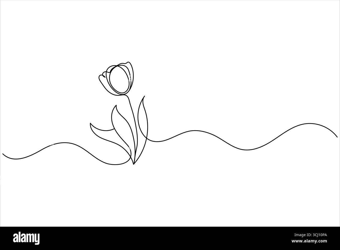 Einfaches Gras und Blumen eine Linie Kunst minimalen Umriss Vektor Design Stock Vektor Einfaches Gras und Blumen eine Linie Kunst minimalen Umriss Vektor Design Stock Vektor