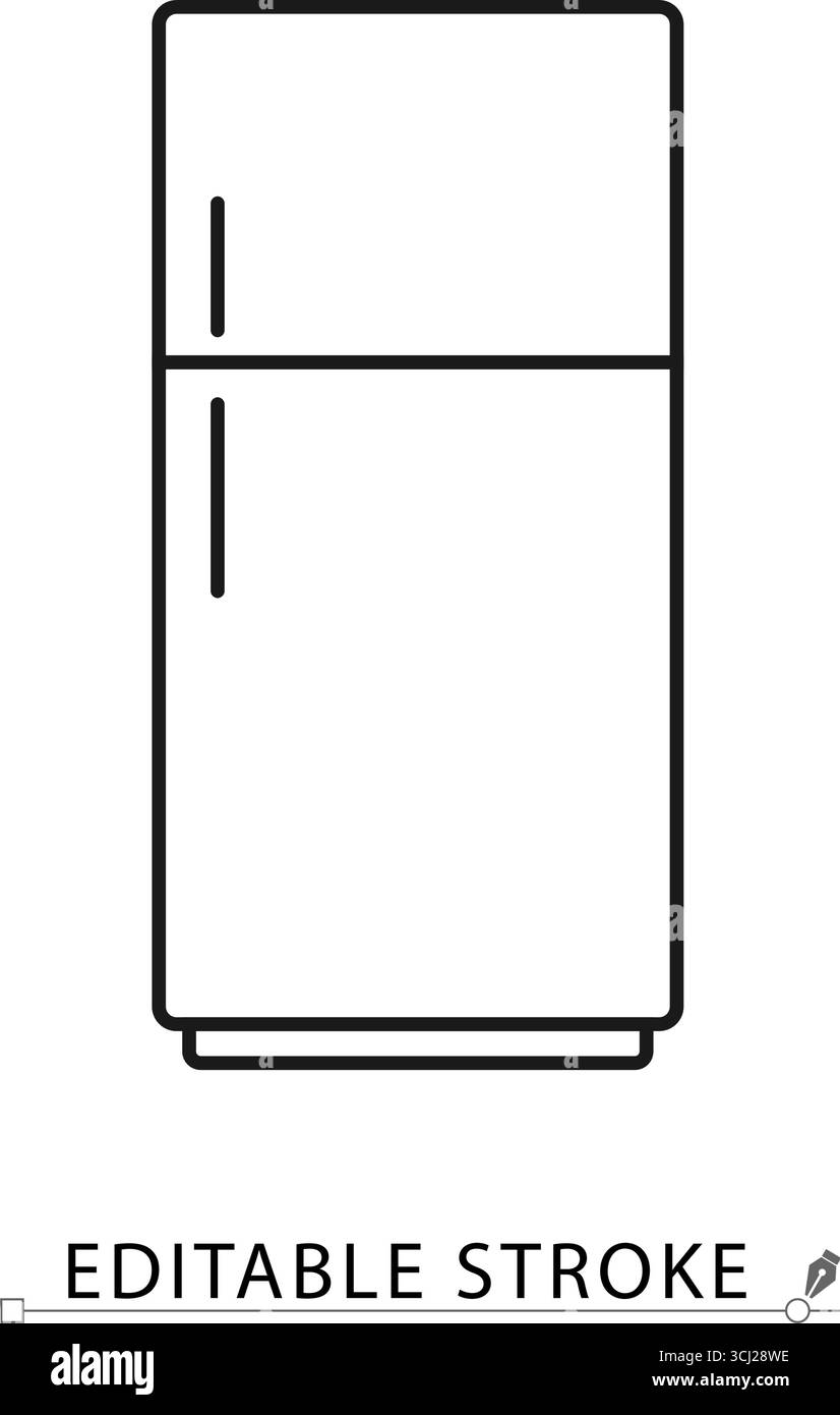 Ein Kühlschranksymbol im minimalistischen Stil mit bearbeitbarem Strich. Küchengerät, Kühlgeräte, Haushaltsgeräte, Haushaltsgeräte, Haushaltsgeräte, moderne Technologie Stock Vektor Ein Kühlschranksymbol im minimalistischen Stil mit bearbeitbarem Strich. Küchengerät, Kühlgeräte, Haushaltsgeräte, Haushaltsgeräte, Haushaltsgeräte, moderne Technologie Stock Vektor