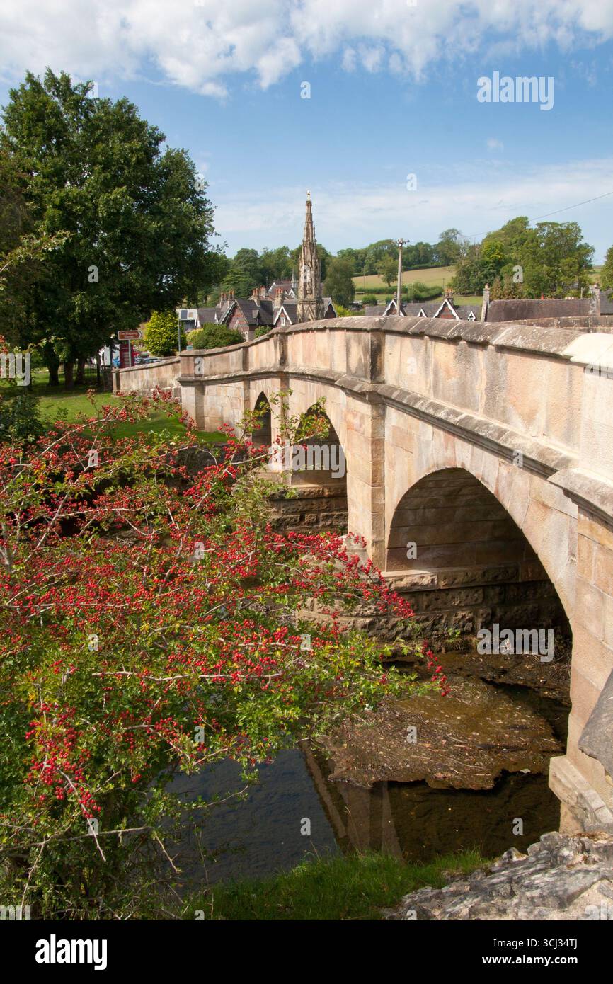 ILAM Bridge of the River Verteiler, Ilam, Peak District National Park, Staffordshire, England Stockfoto