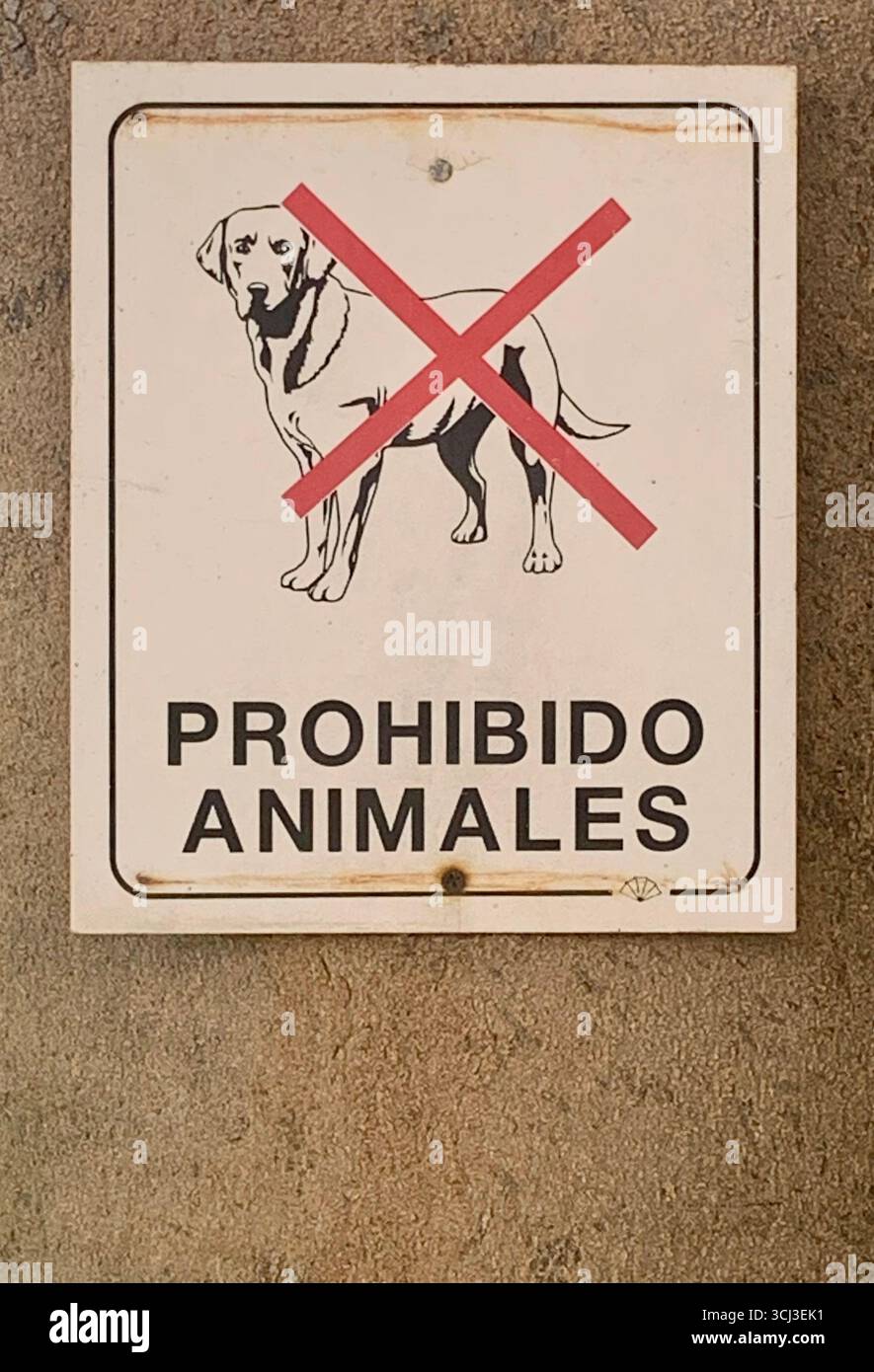 Prohibido Animales Schild auf der Playa de Mogan, Kanarischen Inseln, Spanien Stockfoto